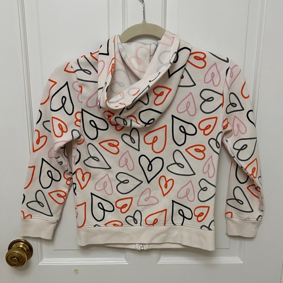 Cat & Jack Heart Pattern Hoodie - Cream, Pink, and Orange - Picture 3 of 3